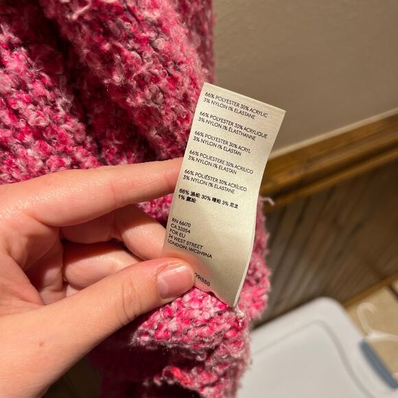 Free People BFF Cardigan Sweater Sz M Slouchy Oversized Cozy Pink Open Front - Picture 5 of 6